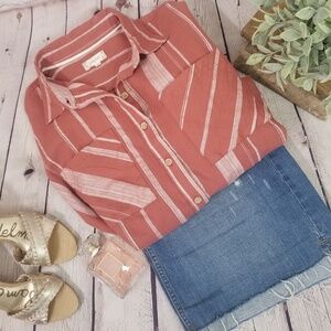Sandy & Sid striped button down shirt NWT size L